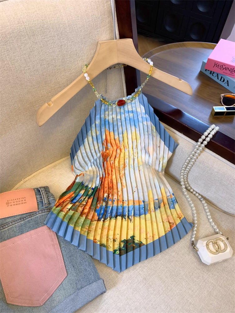 Sunset Pleated Halter