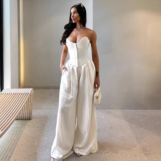Ivory Corset Palazzo Set