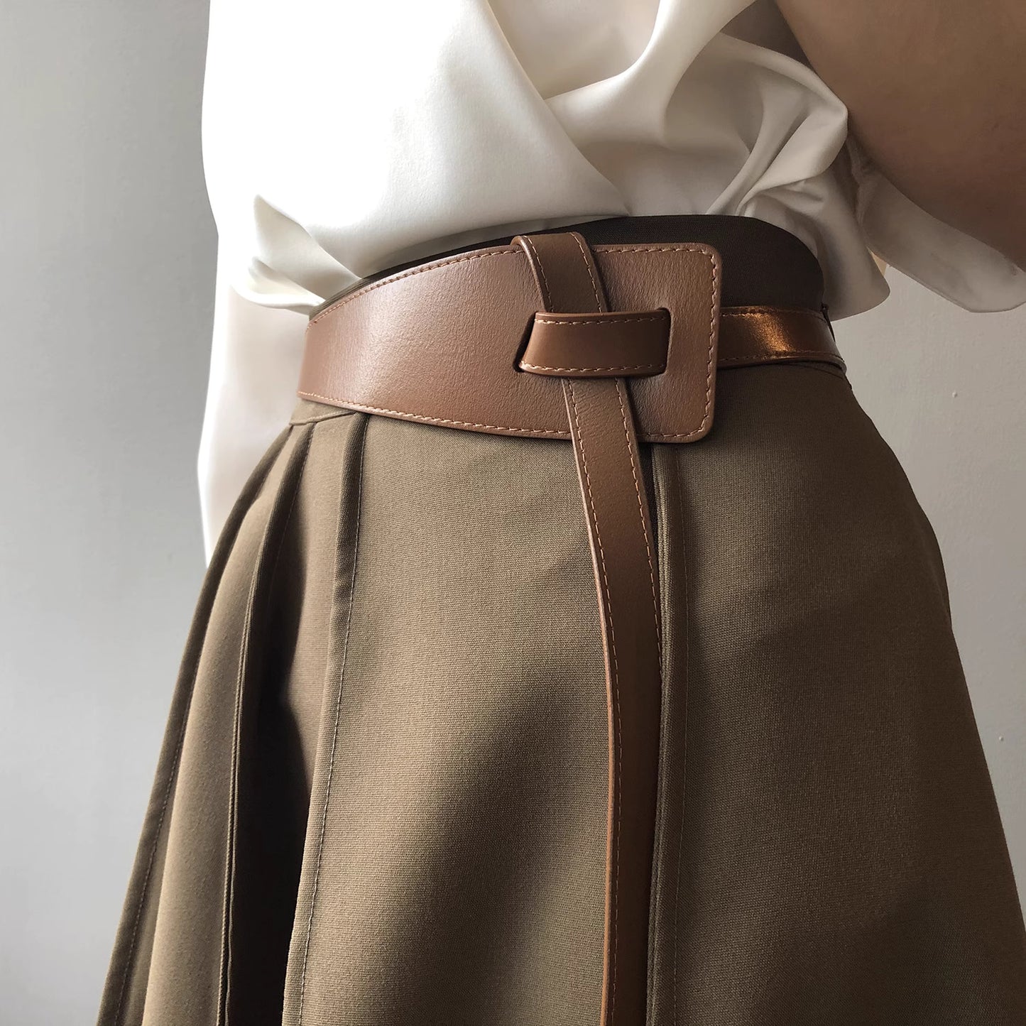 Origami Buckle Leather Belt