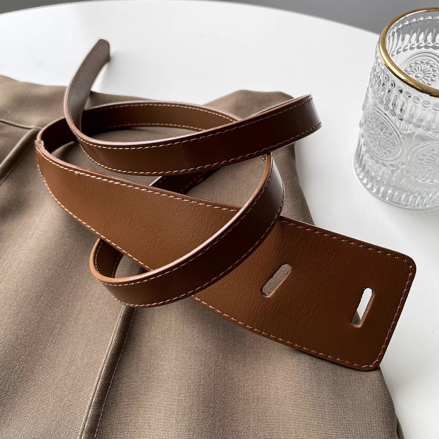 Origami Buckle Leather Belt