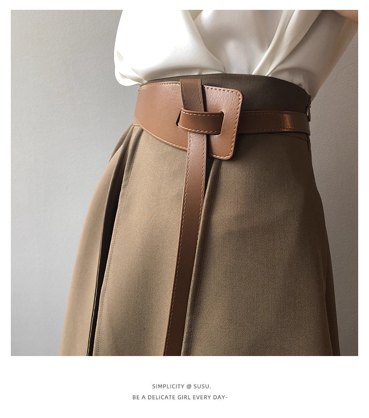 Origami Buckle Leather Belt