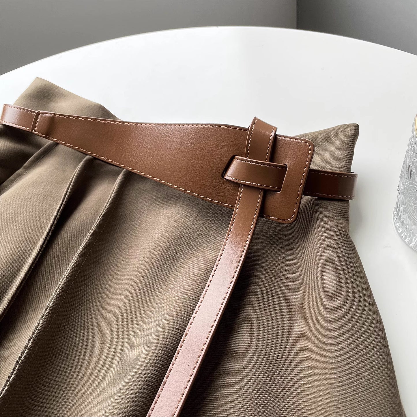 Origami Buckle Leather Belt