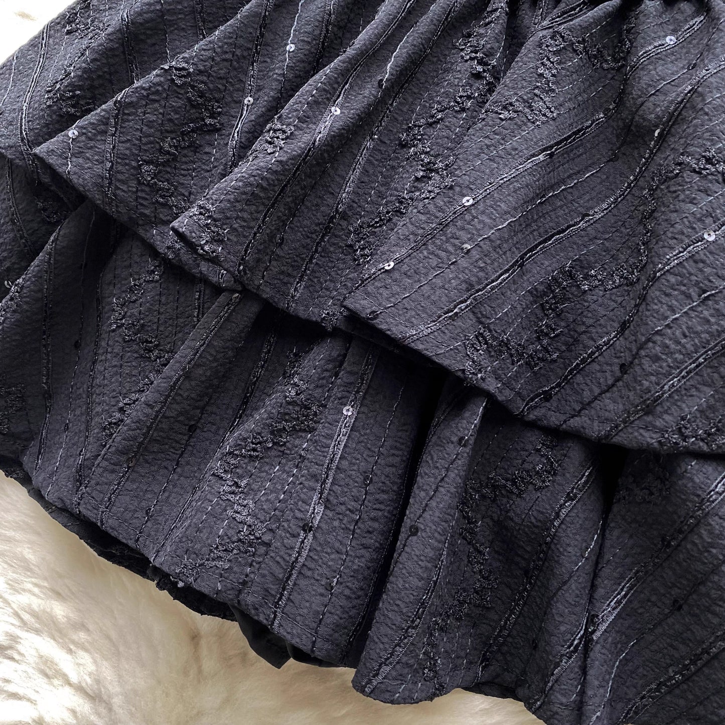 Orchid Moda black beaded co ord set for women with intricate sequin and textured details