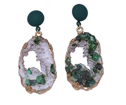 Orchid Moda trendy stone earrings for women with green and white natural stone details