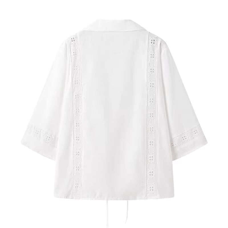 White top with lace details from Orchid Moda summer co ord set for women