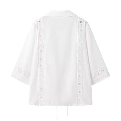 White top with lace details from Orchid Moda summer co ord set for women