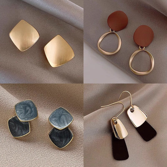 Orchid Moda trendy geometric earrings for women in gold, brown, black, and blue stylish designs
