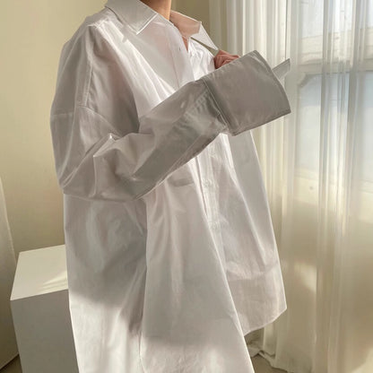Orchid Moda closet raid oversized shirt and skirt set in white with long sleeves and loose fit